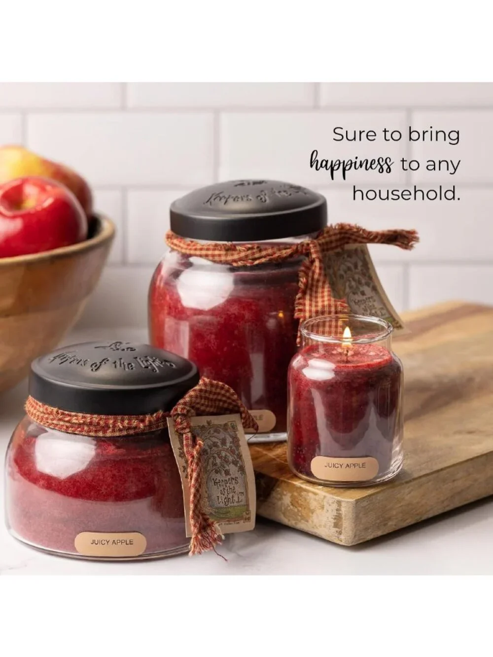Juicy Apple Scented Candle Jar with Lid - 34oz, Long Lasting 155 Hours, Perfect
